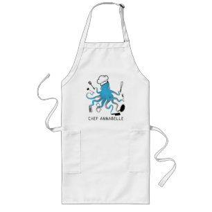 Blauw Octopus Chef personaliseer het lange Apron Lang Schort