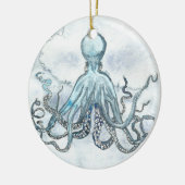 Blauw octopus Circle Ornament (Links)