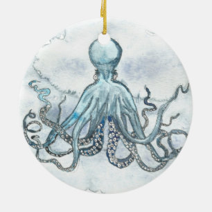 Blauw octopus Circle Ornament