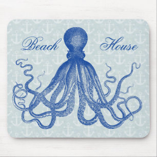  Blauw Octopus met Anchors Gepersonaliseerd Muismat