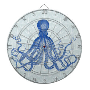  blauw octopus met ankers dartbord