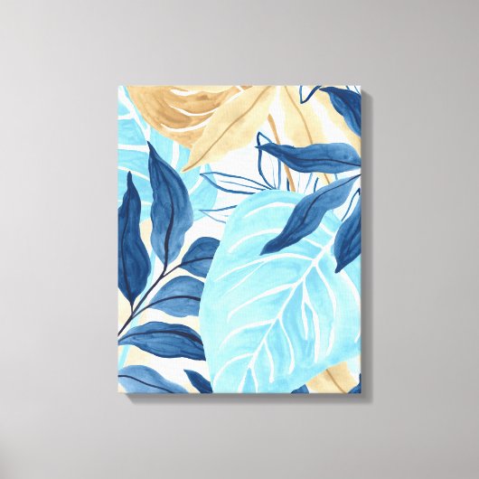 Blauw Oerwoud bladeren Canvas Afdruk (Voorkant)