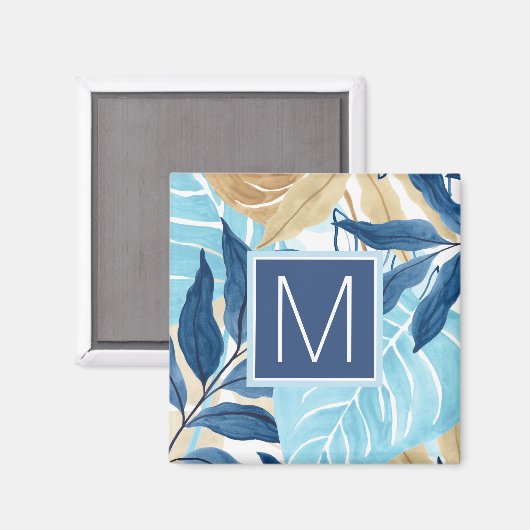 Blauw Oerwoud bladeren Magneet (Voorkant / Achterkant)