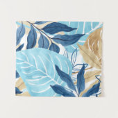 Blauw Oerwoud bladeren Wandkleed (Voorkant (horizontaal))