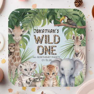 Blauw Oerwoud wild een Safari thema Papieren Bordje