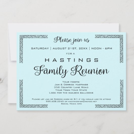 Blauw of een uitnodiging voor een kleurenfamiliere (Voorkant)