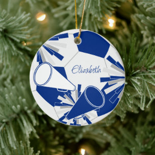 blauw of ELKE KLEUREN voetbal cheerleading souveni Keramisch Ornament
