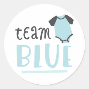 Blauw of Roze Baby Geslacht onthullen   Team Blauw Ronde Sticker