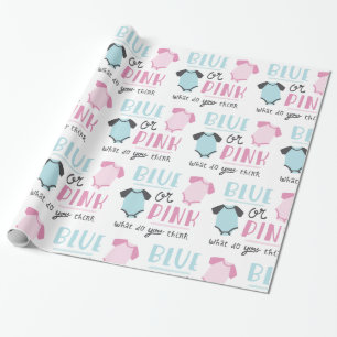 Blauw of roze Baby onthullen feestschoen Cadeaupapier
