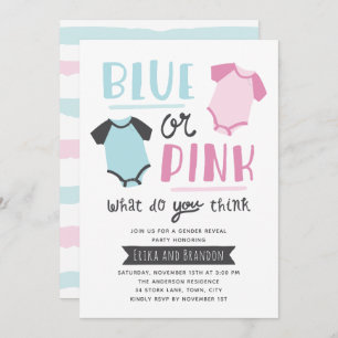 Blauw of roze Baby onthullen feestschoen Kaart