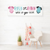 Blauw of roze Baby onthullen feestschoen Spandoek (Insitu)