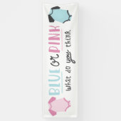 Blauw of roze Baby onthullen feestschoen Spandoek (Verticaal)