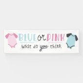 Blauw of roze Baby onthullen feestschoen Spandoek (Horizontaal)
