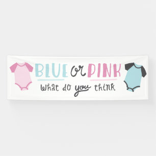 Blauw of roze Baby onthullen feestschoen Spandoek