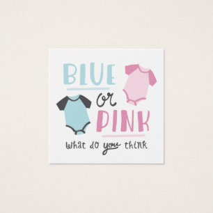 Blauw of roze Baby onthullen feestschoen Vierkante Visitekaartjes