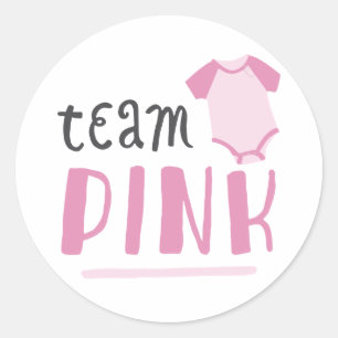 Blauw of roze Baby   Team Roze Ronde Sticker