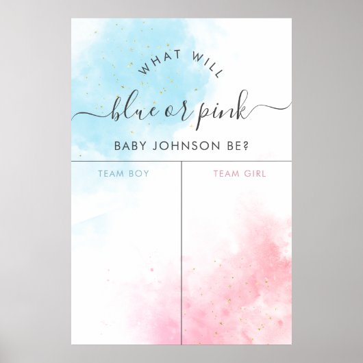 Blauw of Roze Blush Gender openbaart stembord Poster (Voorkant)