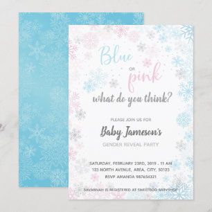 Blauw of roze Frozen Gender Reveal Baby shower Kaart
