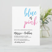 Blauw of roze Genderonderzoek Uitnodiging (Staand voorkant)