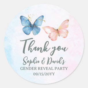 Blauw of roze Geslacht onthullen Baby shower Party Ronde Sticker