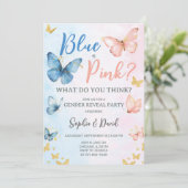 Blauw of roze Geslacht onthullen Party Kaart (Staand voorkant)