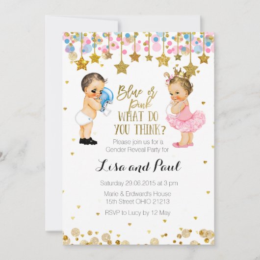 Blauw of roze geslacht Openbare uitnodiging (Voorkant)