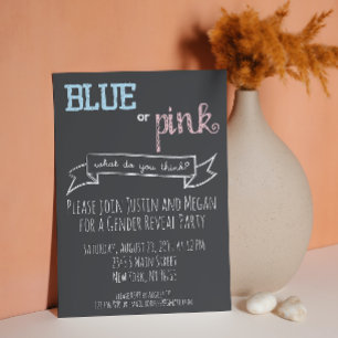 Blauw of Roze Geslacht Reveal Baby Shower Uitnodig Kaart
