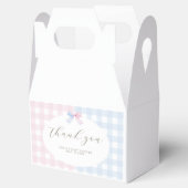 Blauw of Roze Gingham baby shower Favoriet Box Lab Bedankdoosjes (Geopend)