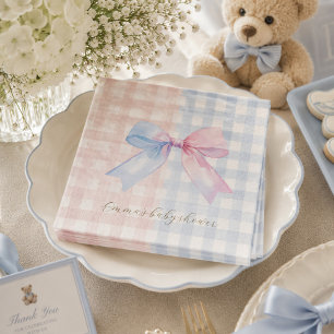Blauw of Roze Gingham Strik Geslacht Onthulling Ba Servet