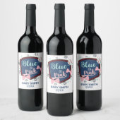 blauw of roze Honkbal of strikken Geslacht onthull Wijn Etiket (Flessen)