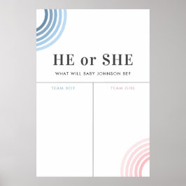 Blauw of roze regenboog Geslacht Openbaar bord Poster