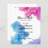 Blauw- of roze-rookgeslacht onthullen uitnodiging (Voorkant / Achterkant)