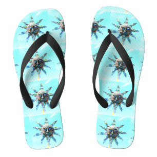blauw-ogen zonlicht op lichtblauw teenslippers