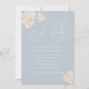 Blauw Oh Baby Boho Blad Jongens Baby Shower  Kaart