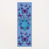 Blauw ohm mandala-ontwerp met paarse vlinders u yogamat (Voorkant)