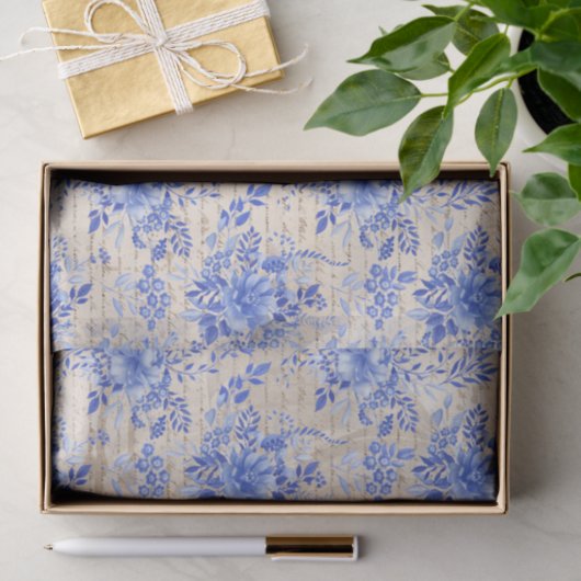  blauw-oiserievloer Bouquet-ontkoppeling Tissuepapier (Geschenk)