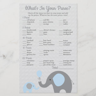 Blauw olifant Baby shower Wat zit er in je tas Flyer