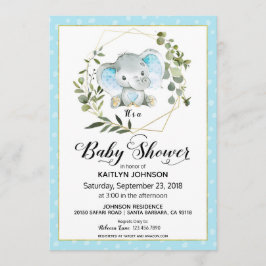 Blauw olifant modern Baby shower Kaart