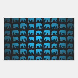 Blauw Olifant Patroon Rechthoekige Sticker