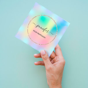 Blauw Ombré Holograaf Professional Makeup Roos Vierkante Visitekaartje