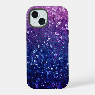 Blauw Ombre Paarse Glitter Meisjesachtig iPhone 15 Hoesje