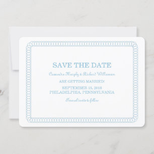 Blauw Omcirkelde Afgeronde Save the Date Uitnodigi Kaart