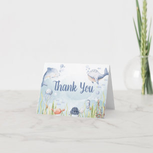 Blauw onder de zee Baby Shower Bedankkaart
