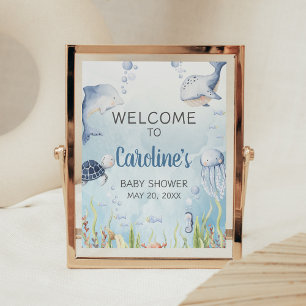 Blauw Onder de Zee Baby Shower Welkomstbord Poster