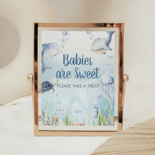 Blauw onder de zee Shower Baby's zijn lief Bord Poster