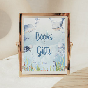 Blauw Onder de Zee Shower Boeken en Cadeaus Bord Poster