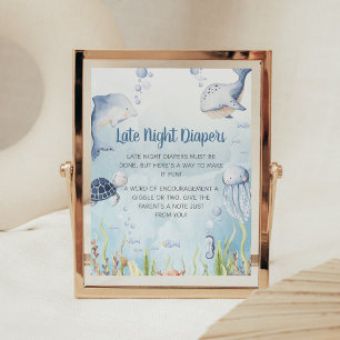 Blauw onder de zee Shower Late Night Luiers Bord Poster