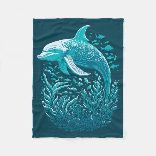 Blauw onder de Zeeen dolfijn Fleece Deken (Voorkant)