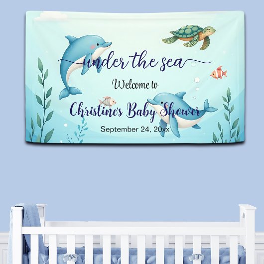 Blauw onder het Zee Baby shower Welkom Spandoek