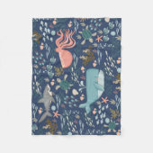 Blauw onder het Zee Coral Octopus Whale Shark Baby Fleece Deken (Voorkant)
